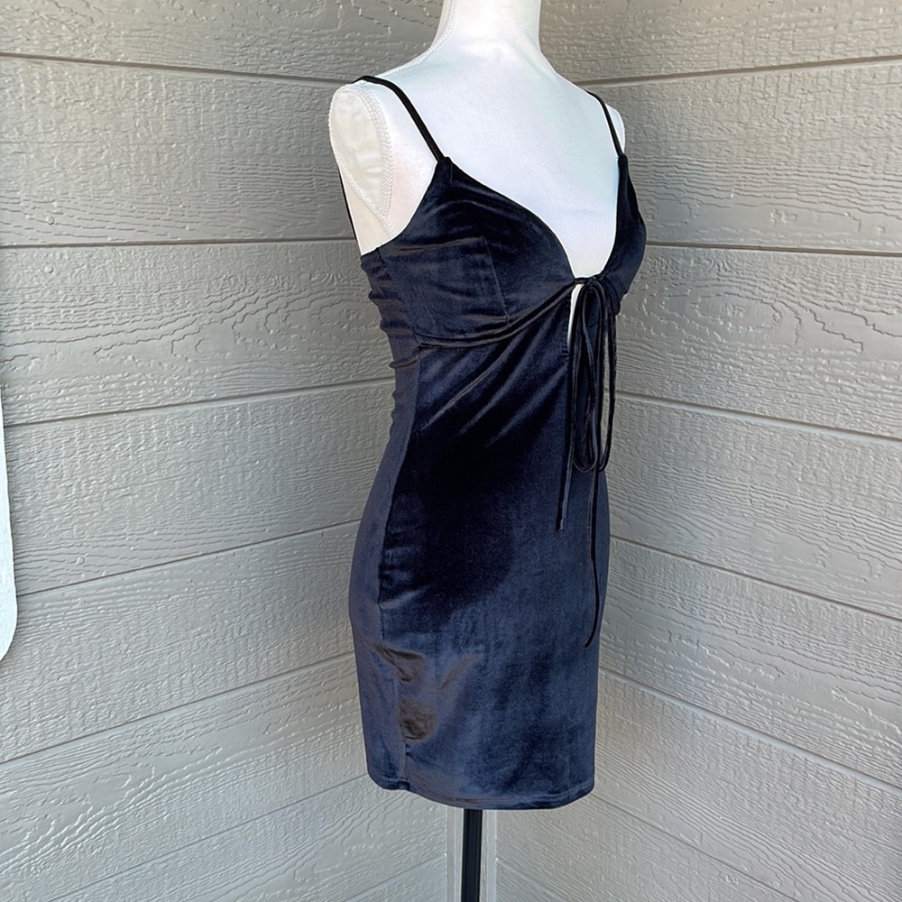 Blue Blush Black Velvet Dress